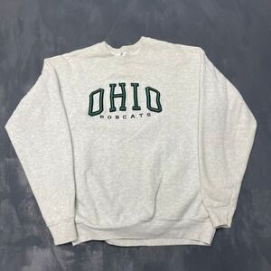 Vintage Ohio Bobcats Sweatshirt Mens XXL Grey 90s Fruit of the Loom